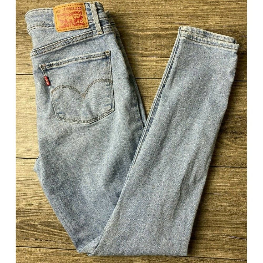 Levis 721 High Rise Skinny Blue Jeans Stretch Denim Women's Size 30 Light Wash
